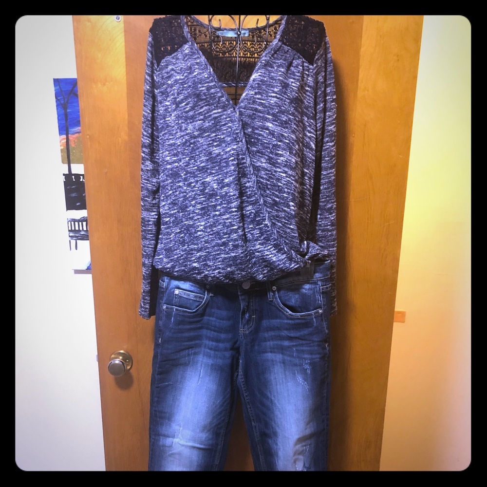 Casual Blouse and Distressed crop jeans